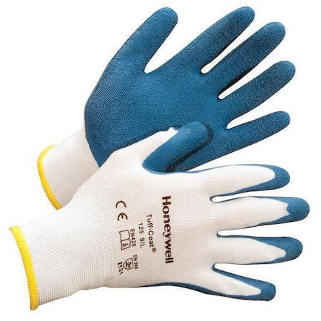 Coated Gloves, Natural Rubber Latex, Crinkled, Palm, 3 Abrasion Level, Blue/White, S 1 PR MPN:125-S