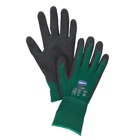 Coated Gloves, Nitrile, Microfinish™, 3/4 Dip, Not Rated Abrasion Level, Black/Green, M 1 PR MPN:NF35/8M
