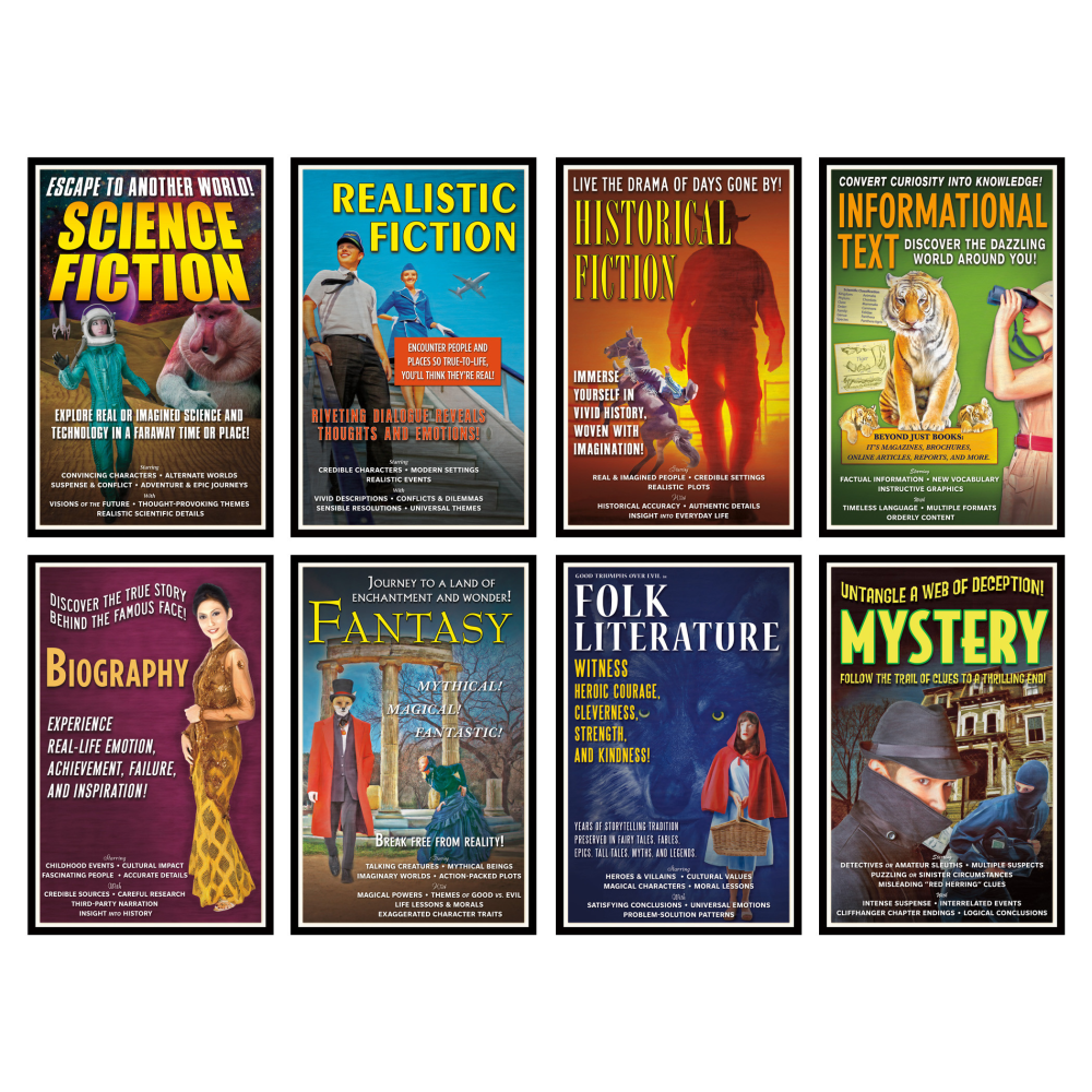 North Star Teacher Resources Literary Genres Bulletin Board Set, 11in x 17in, Multicolor MPN:NST3045