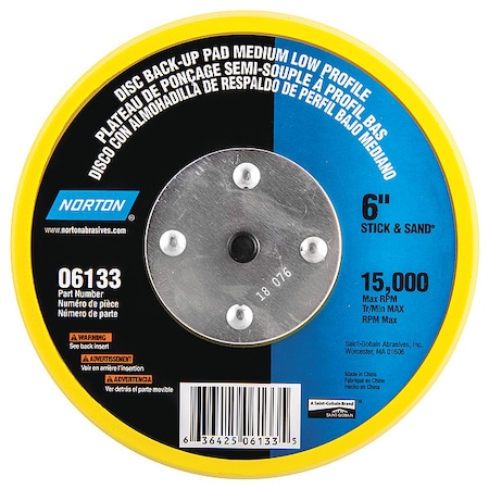 Low Profile PSA Disc Backup Pad, 6 in Dia MPN:63642506133