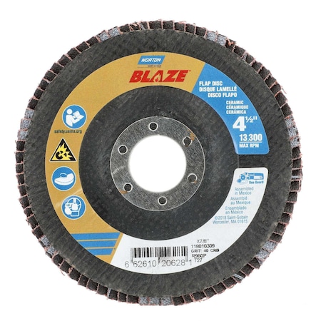 4-1/2 X 7/8 Norton Flapdsc 40 Blaze Type 27 Hd MPN:66261020628