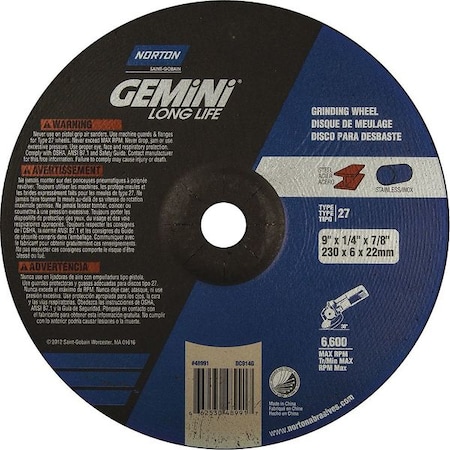 9X1/4X7/8 Type 27 Depressed Center Wheel Gemini MPN:66253048991