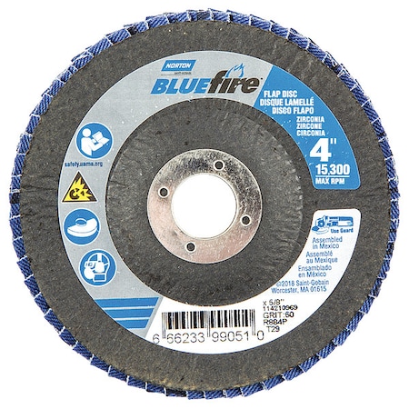4X5/8 60 Grit Bluefire Type 29 Flap Disc MPN:66623399051