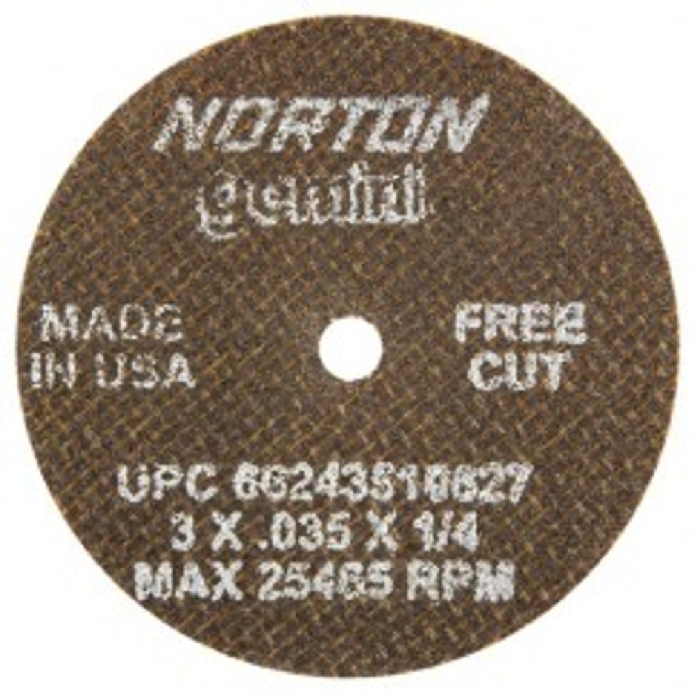Norton Abrasive Type 1 Cut-Off Wheels, 3in, Brown, Pack Of 25 Wheels MPN:66243510627