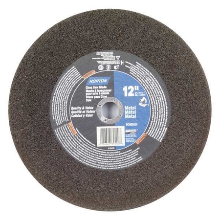 Abrasive Cut-Off Wheel, Type 1, 12 in Dia, 0.1094 in Thick, 1 in Arbor Hole Size, Aluminum Oxide MPN:07660789400