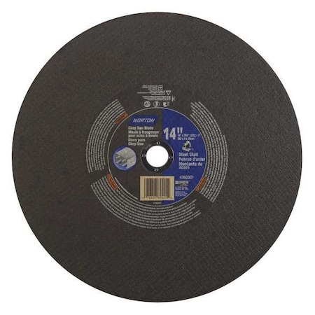 Abrasive Cut-Off Wheel, Type 1, 14 in Dia, 0.0938 in Thick, 1 in Arbor Hole Size, Aluminum Oxide MPN:07660789405