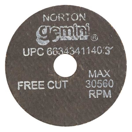 Abrasive Cut-Off Wheel, Type 1, 2 in Dia, 0.125 in Thick, 3/8 in Arbor Hole Size, Aluminum Oxide MPN:66243411403