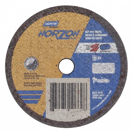 Abrasive Cut-Off Wheel, Type 1, 3 in Dia, 0.035 in Thick, 3/8 in Arbor Hole Size, Ceramic, 60 Grit MPN:66243510669