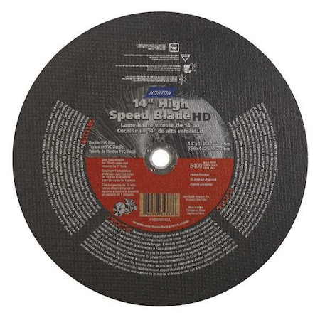 Abrasive Cut-Off Wheel, Type 1, 14 in Dia, 0.125 in Thick, 1 in, 20 mm Arbor Hole Size, 24 Grit MPN:66252835388