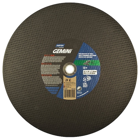 Abrasive Cut-Off Wheel, Type 1, 12 in Dia, 0.125 in Thick, 1 in, 20 mm Arbor Hole Size, 24 Grit MPN:66252837839