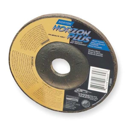 Depressed Center Cut-Off Wheel, Type 27, 4 1/2 in Dia, 0.125 in Thick, 7/8 in Arbor Hole Size MPN:66252843322