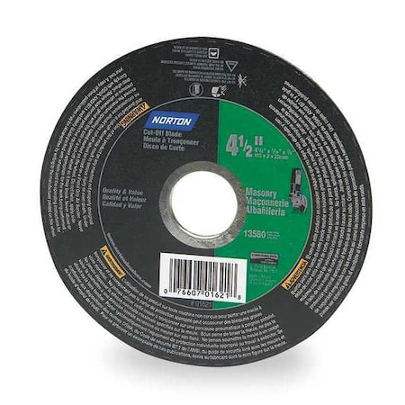 Abrasive Cut-Off Wheel, Type 1, 7 in Dia, 0.0938 in Thick, 5/8 in Arbor Hole Size, Aluminum Oxide MPN:66252922688