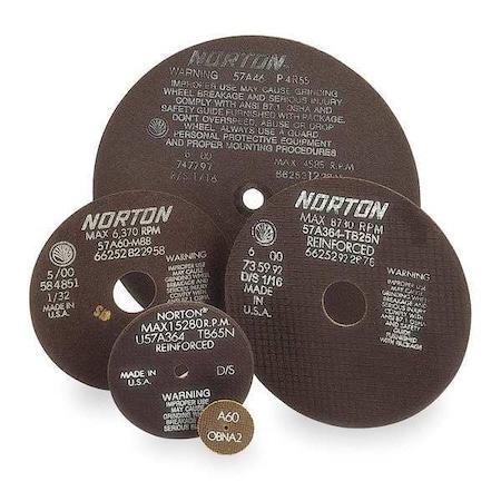 Abrasive Cut-Off Wheel, Type 1, 7 in Dia, 0.0313 in Thick, 1 1/4 in Arbor Hole Size, Aluminum Oxide MPN:66252922983