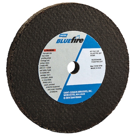 Grinding Wheel, 4 in. Dia, ZA/AO, 20 G, Gray MPN:66253344098