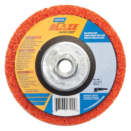 Non-Woven Depressed Center Disc, Type 27, 4 1/2 in Dia, 1 in Thick, 5/8