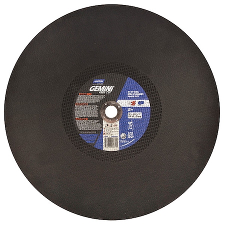 Abrasive Cut-Off Wheel, Type 1, 20 in Dia, 0.1563 in Thick, 1 in Arbor Hole Size, Aluminum Oxide MPN:69078609031