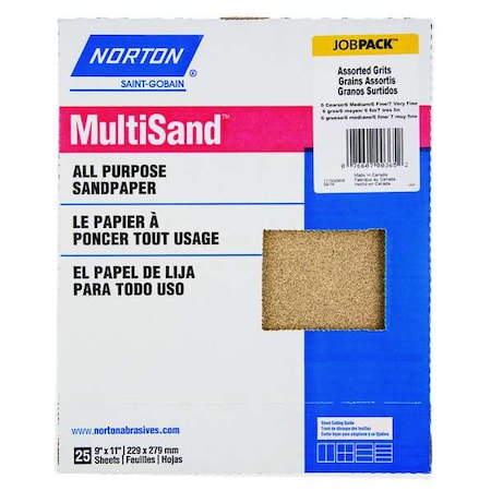 Sanding Sheet Assortment, 11 in L, 25PC MPN:07660700365