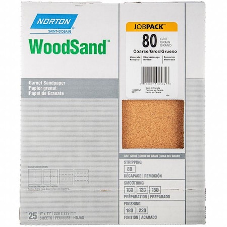 Sandpaper Sheet, Grit 80, 11
