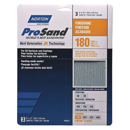 Sandpaper Sheet, 11 in L, 9 in W, PK20 MPN:07660768168