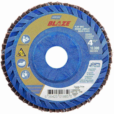 Flap Disc, Ceramic, Type 27, 4 1/2