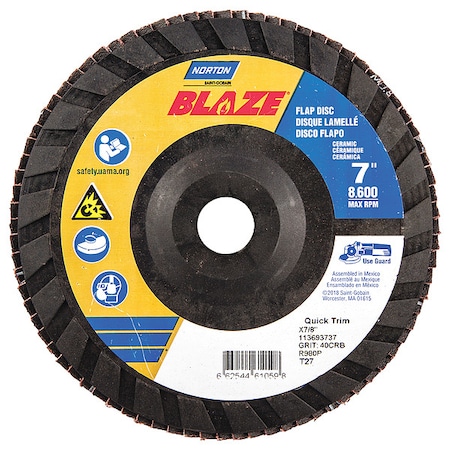 Fiber Disc, 7 in Dia, 7/8in Arbor, 40 Grit MPN:66254461059