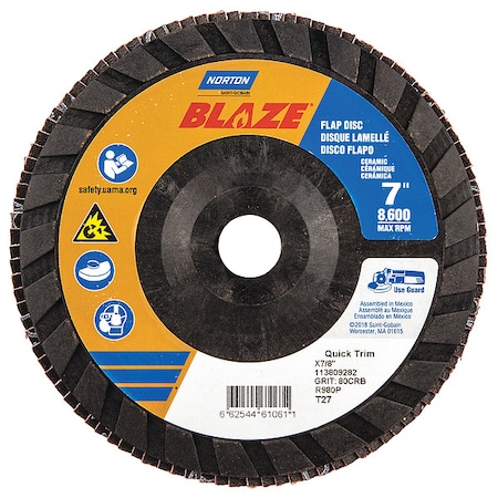 Fiber Disc, 7 in Dia, 7/8in Arbor, 80 Grit MPN:66254461061