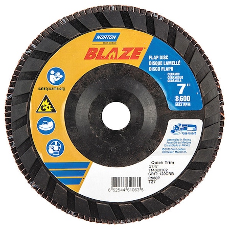 Fiber Disc, 7 in Dia, 7/8in Arbor, 120 Grit MPN:66254461063