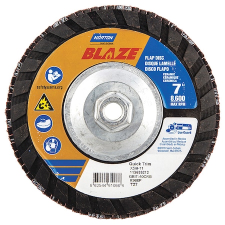 Fiber Disc, 7 in Dia, 5/8in Arbor, 40 Grit MPN:66254461066