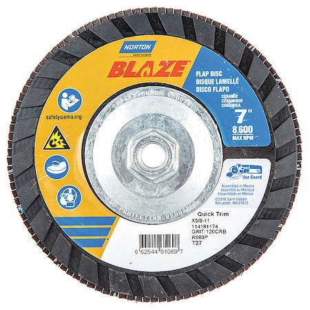 Fiber Disc, 7 in Dia, 5/8in Arbor, 120 Grit MPN:66254461069