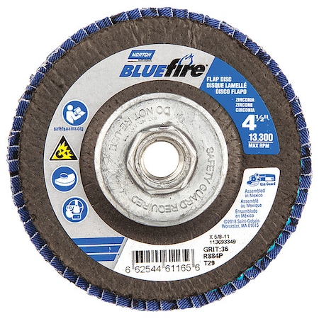 Flap Disc, 4 1/2 In x 36 Grit, 5/8-11 MPN:66254461165