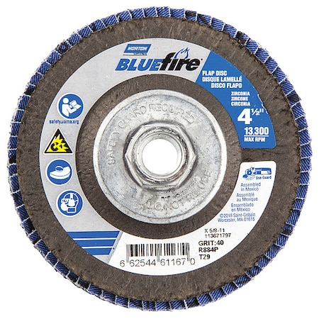 Flap Disc, 4 1/2 In x 40 Grit, 5/8-11 MPN:66254461167