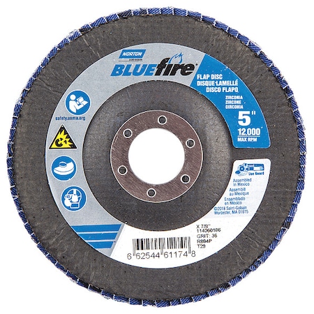 Fiber Disc, 5 in Dia, 7/8in Arbor, P36 Grit MPN:66254461174