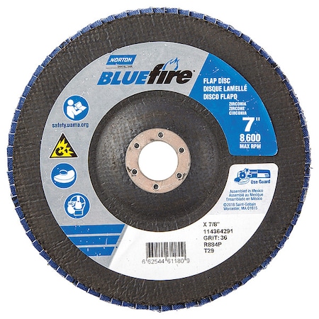 Fiber Disc, 7 in Dia, 7/8in Arbor, P36 Grit MPN:66254461180