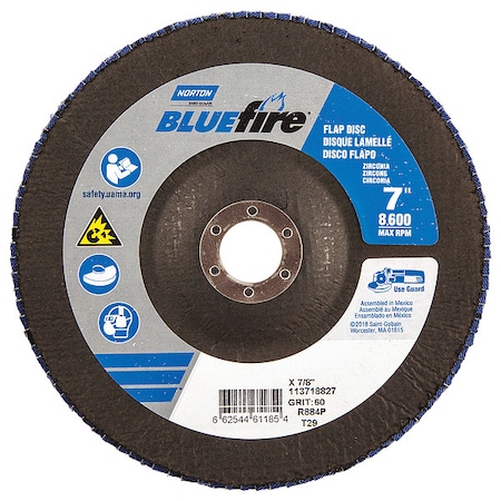 Fiber Disc, 7 in Dia, 7/8in Arbor, P60 Grit MPN:66254461185
