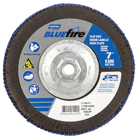 Fiber Disc, 7 in Dia, 5/8in Arbor, P60 Grit MPN:66254461192