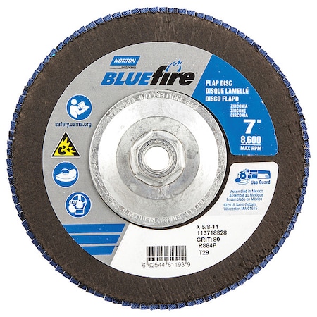 Fiber Disc, 7 in Dia, 5/8in Arbor, P80 Grit MPN:66254461193