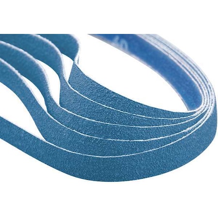 Sanding Belt, 1/2 in W, 12 in L, Coated, Zirconia Alumina, 100 Grit, Medium, BlueFire R823P, Blue MPN:66254491534