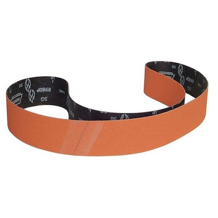 Sanding Belt, 3 in W, 79 in L, Coated, Ceramic, 50 Grit, Coarse, Blaze R980P, Orange MPN:66261090276