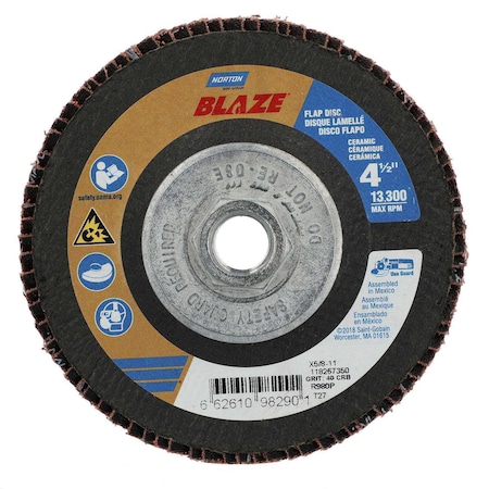 Flap Disc, Ceramic, Type 27, 4 1/2