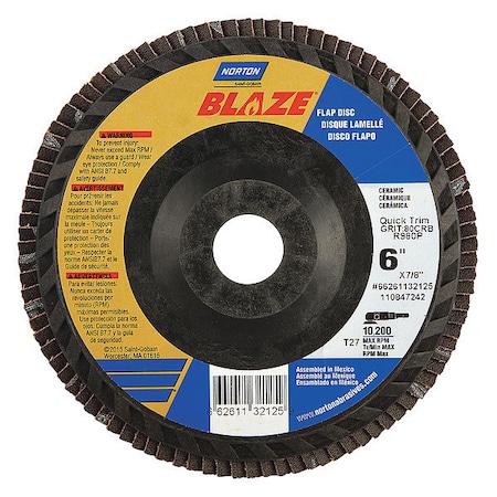 Fiber Disc, 6 in Dia, 7/8in Arbor, 80 Grit MPN:66261132125