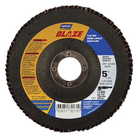 Fiber Disc, 5 in Dia, 7/8in Arbor, 40 Grit MPN:66261132131