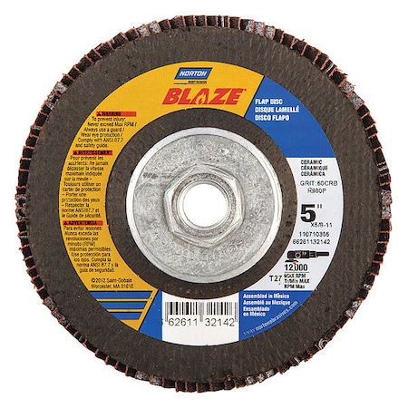 Fiber Disc, 5 in Dia, 5/8in Arbor, 60 Grit MPN:66261132142