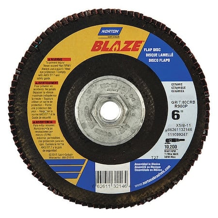 Fiber Disc, 6 in Dia, 5/8in Arbor, 60 Grit MPN:66261132146