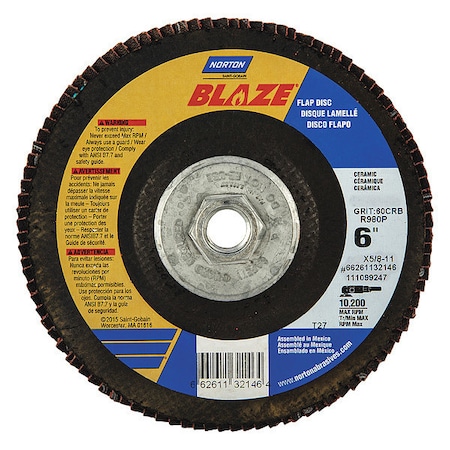 Fiber Disc, 6 in Dia, 5/8in Arbor, 80 Grit MPN:66261132147