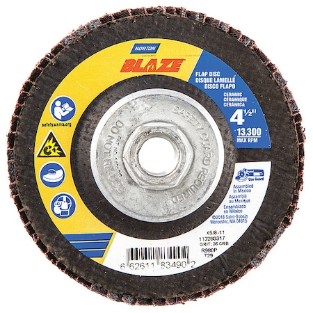 Arbor Flap Disc, 4-1/2, 36, Extra Coarse MPN:66261183490