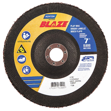Fiber Disc, 7 in Dia, 7/8in Arbor, 40 Grit MPN:66261183495