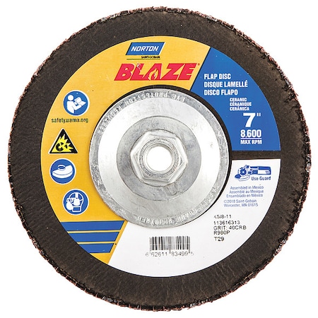Fiber Disc, 7 in Dia, 5/8in Arbor, 40 Grit MPN:66261183499