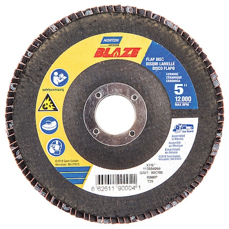 Fiber Disc, 5 in Dia, 7/8in Arbor, 80 Grit MPN:66261190004
