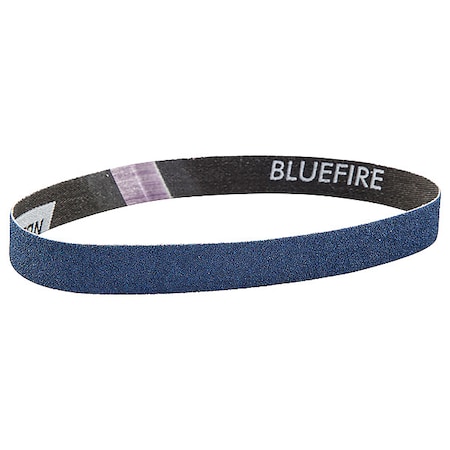 Sanding Belt, 3/4 in W, 18 in L, Coated, Zirconia Alumina, 60 Grit, Coarse, BlueFire R823P, Blue MPN:66623373762