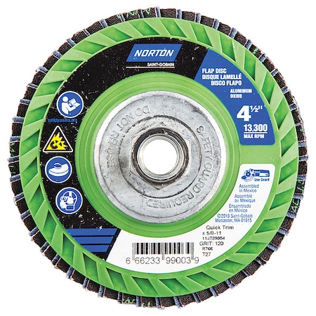 Flap Disc, 4 1/2 in Dia, 5/8in Arbor MPN:66623399003